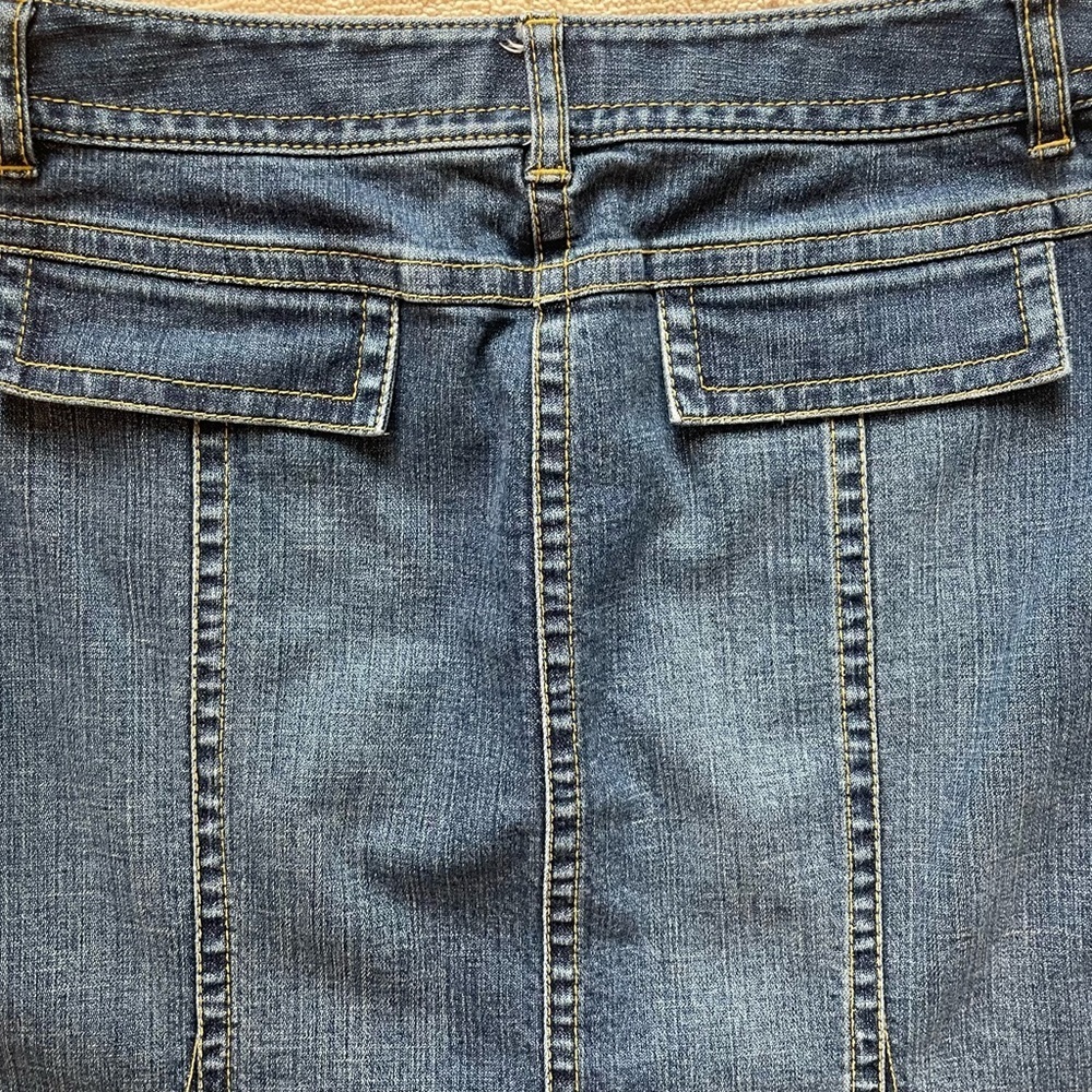 Y2K Trumpet Low Rise  Ann Taylor Loft‎ Denim Skirt Zipper Details  Sz 6 - Picture 7 of 14